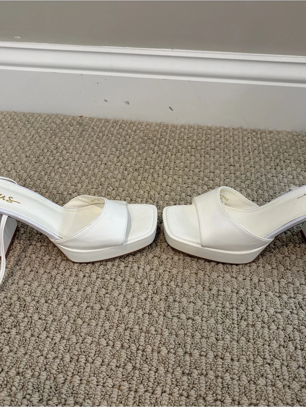 Lulu's White Lace-Up Square Toe Block Heel Sandals